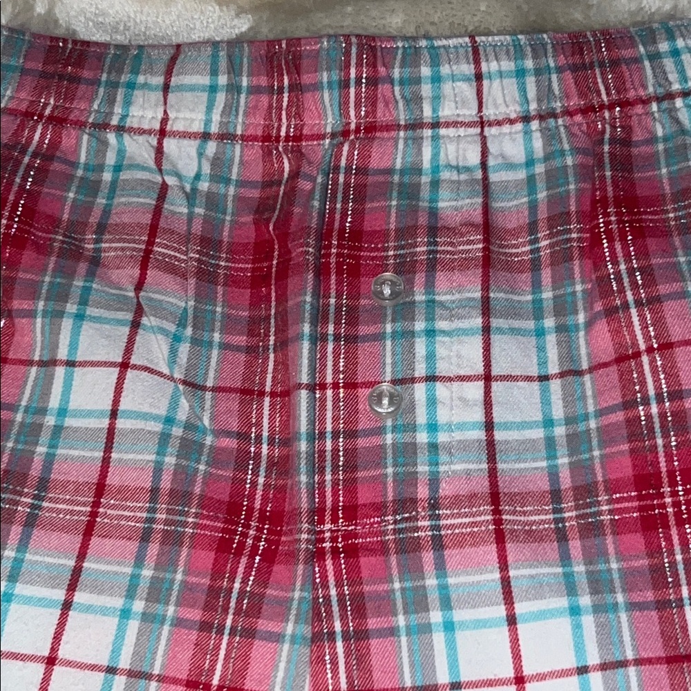 VICTORIA’S SECRET  🛌😴 LK NW COTTON PINK RED BLUE PLAID PAJAMAS Petite XL Short - Picture 6 of 10